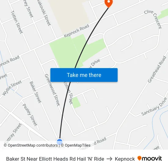 Baker St Near Elliott Heads Rd Hail 'N' Ride to Kepnock map