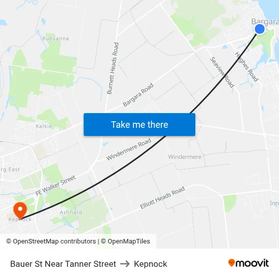Bauer St Near Tanner Street to Kepnock map