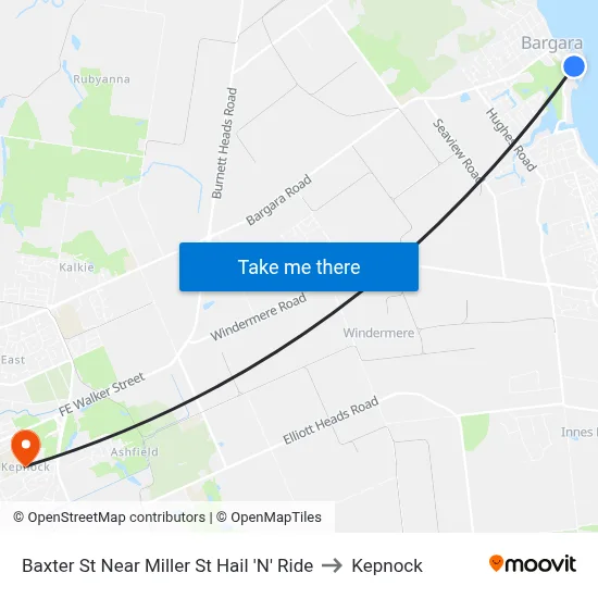 Baxter St Near Miller St Hail 'N' Ride to Kepnock map