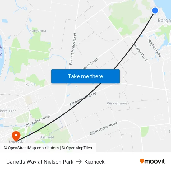 Garretts Way at Nielson Park to Kepnock map