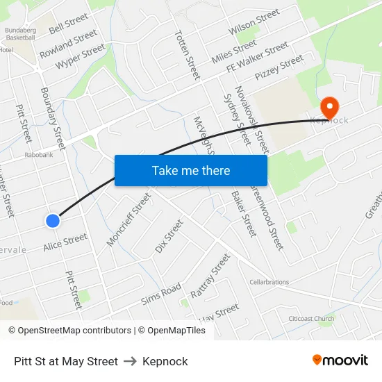 Pitt St at May Street to Kepnock map