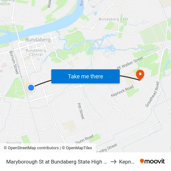 Maryborough St at Bundaberg State High School to Kepnock map