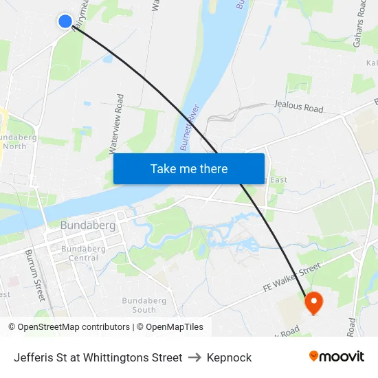 Jefferis St at Whittingtons Street to Kepnock map