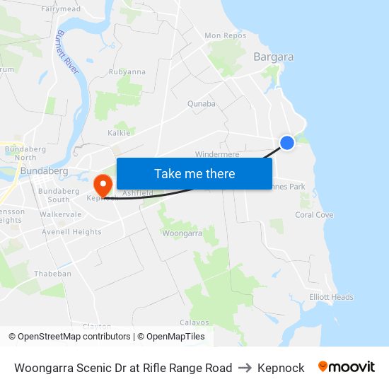 Woongarra Scenic Dr at Kathleen Drive to Kepnock map