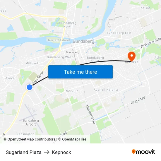 Sugarland Plaza to Kepnock map