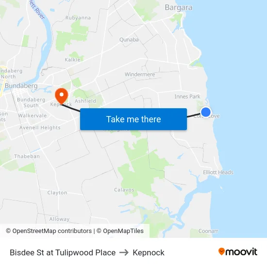 Bisdee St at Tulipwood Place to Kepnock map