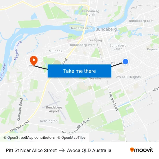 Pitt St Near Alice Street to Avoca QLD Australia map