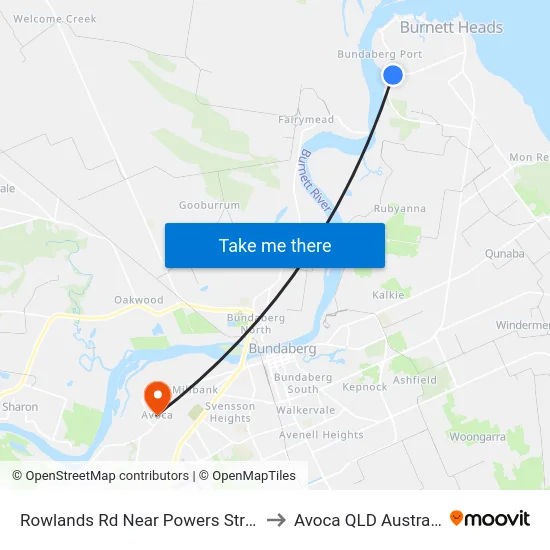 Rowlands Rd Near Powers Street to Avoca QLD Australia map