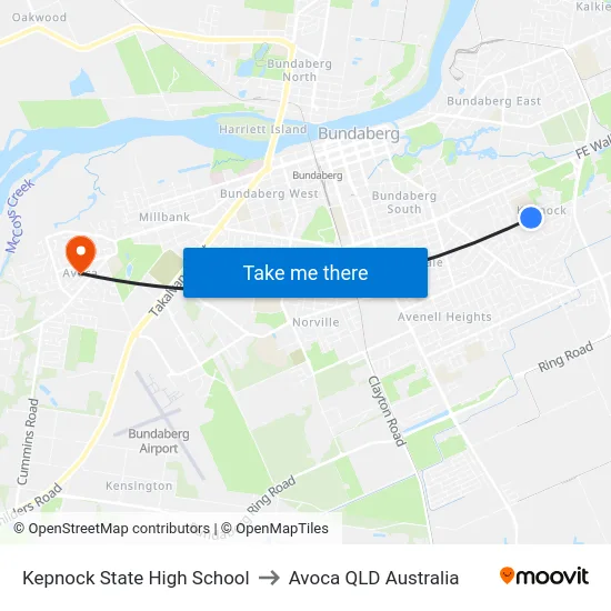 Kepnock State High School to Avoca QLD Australia map