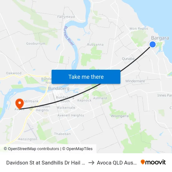 Davidson St at Sandhills Dr Hail 'N' Ride to Avoca QLD Australia map