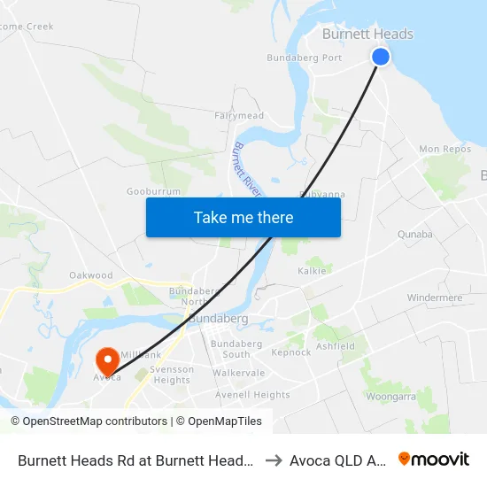 Burnett Heads Rd at Burnett Heads State School to Avoca QLD Australia map