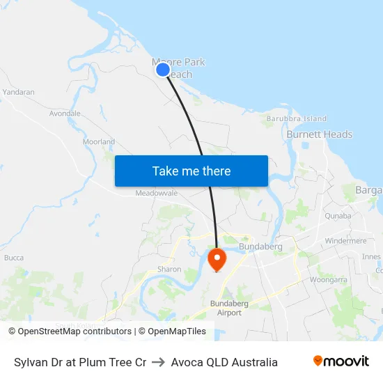 Sylvan Dr at Plum Tree Cr to Avoca QLD Australia map