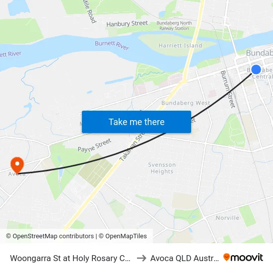 Woongarra St at Holy Rosary Church to Avoca QLD Australia map