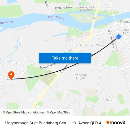 Maryborough St at Bundaberg Central State School to Avoca QLD Australia map