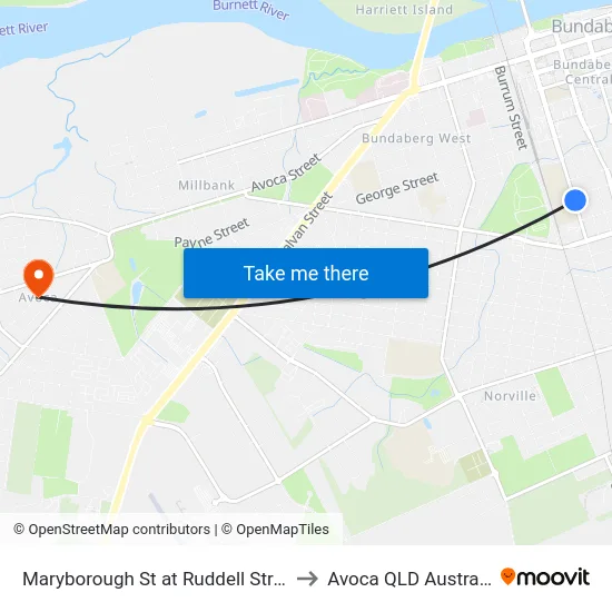 Maryborough St at Ruddell Street to Avoca QLD Australia map