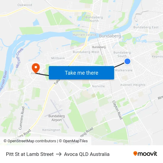 Pitt St at Lamb Street to Avoca QLD Australia map