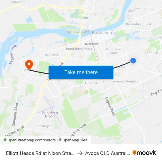 Elliott Heads Rd at Nixon Street to Avoca QLD Australia map
