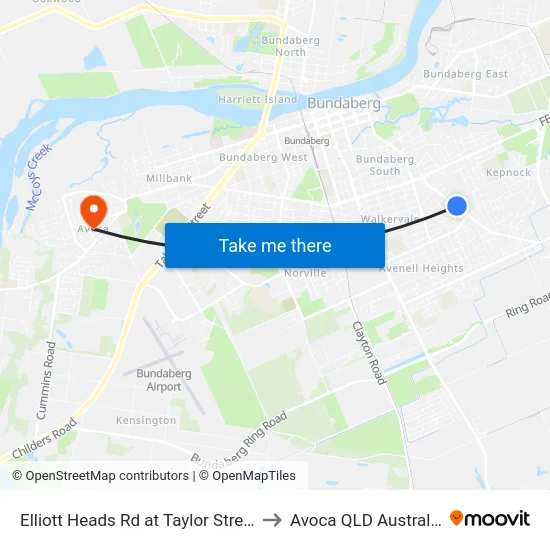 Elliott Heads Rd at Taylor Street to Avoca QLD Australia map
