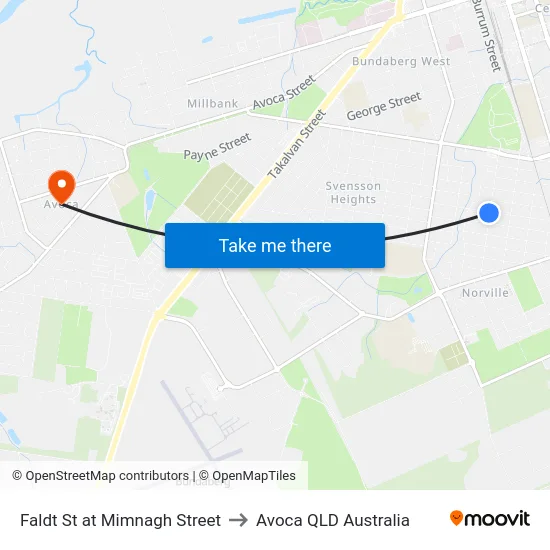 Faldt St at Mimnagh Street to Avoca QLD Australia map