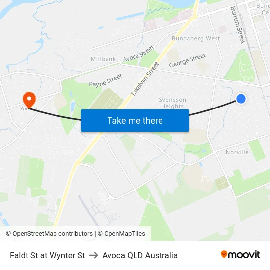 Faldt St at Wynter St to Avoca QLD Australia map