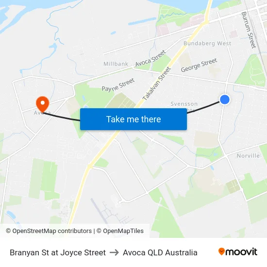 Branyan St at Joyce Street to Avoca QLD Australia map