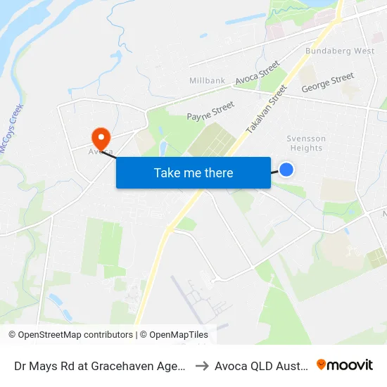 Dr Mays Rd at Gracehaven Aged Care to Avoca QLD Australia map