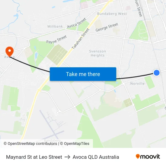 Maynard St at Leo Street to Avoca QLD Australia map