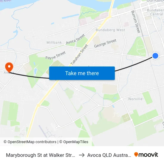 Maryborough St at Walker Street to Avoca QLD Australia map