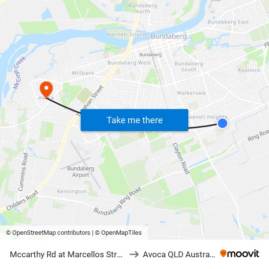 Mccarthy Rd at Marcellos Street to Avoca QLD Australia map