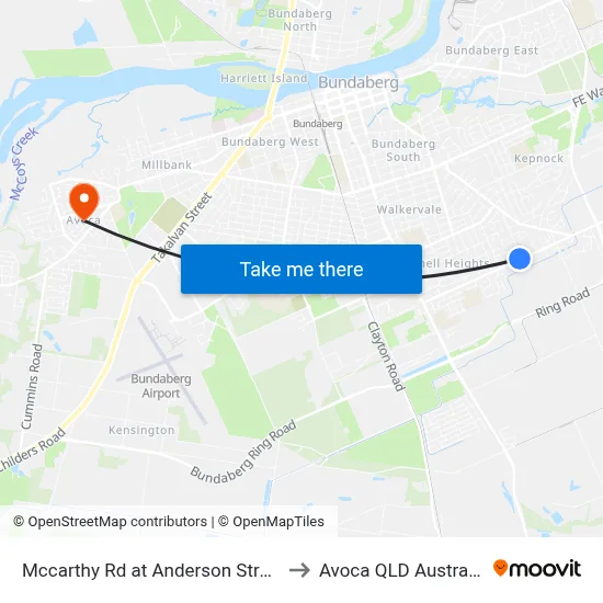 Mccarthy Rd at Anderson Street to Avoca QLD Australia map
