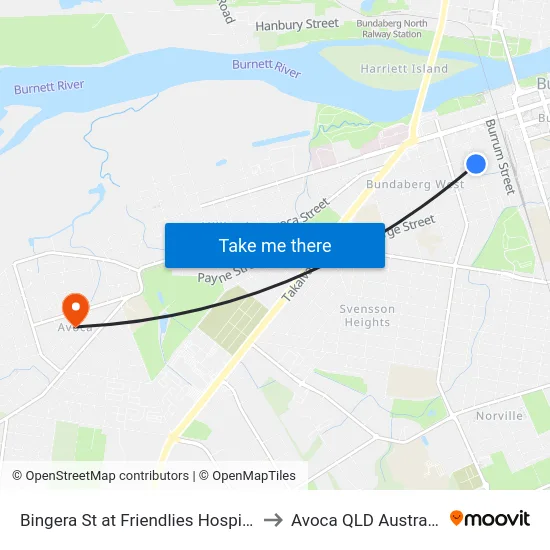 Bingera St at Friendlies Hospital to Avoca QLD Australia map
