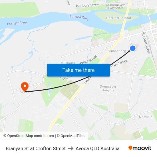 Branyan St at Crofton Street to Avoca QLD Australia map
