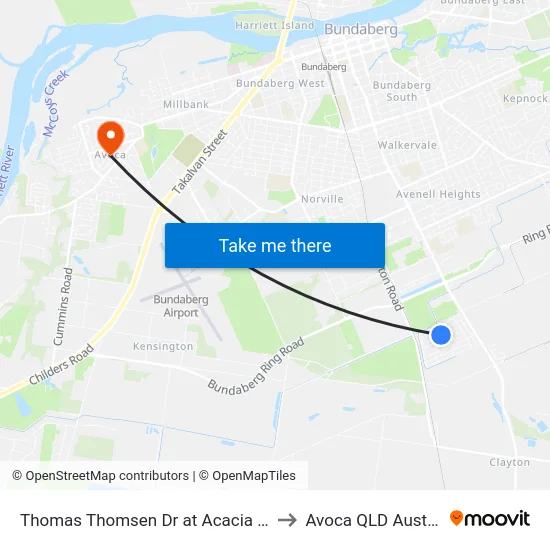 Thomas Thomsen Dr at Acacia Street to Avoca QLD Australia map