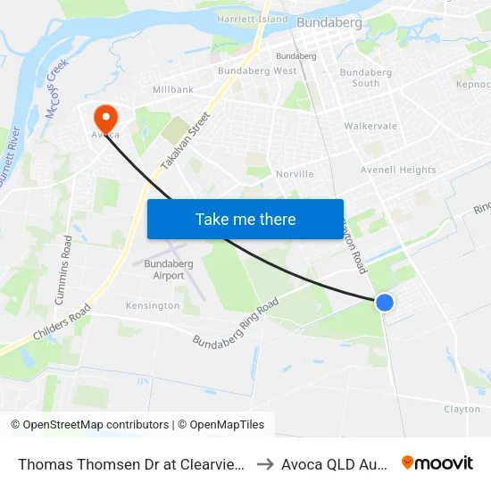 Thomas Thomsen Dr at Clearview Avenue to Avoca QLD Australia map
