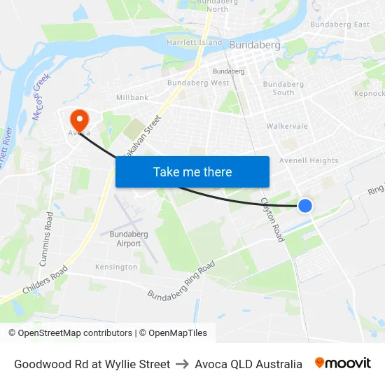 Goodwood Rd at Wyllie Street to Avoca QLD Australia map