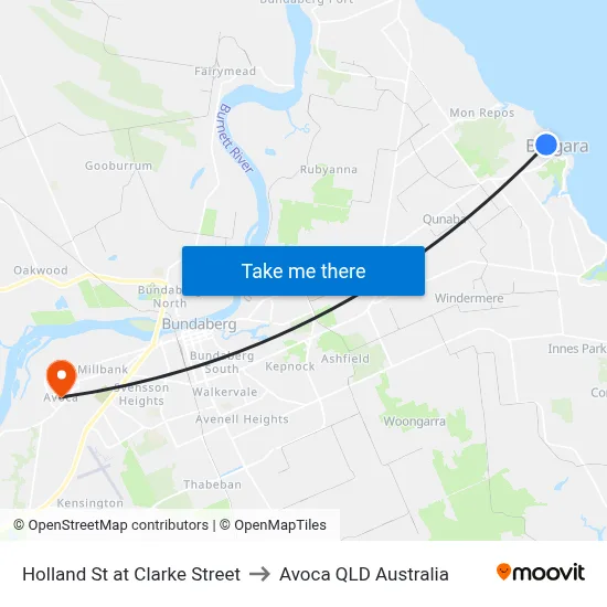 Holland St at Clarke Street to Avoca QLD Australia map
