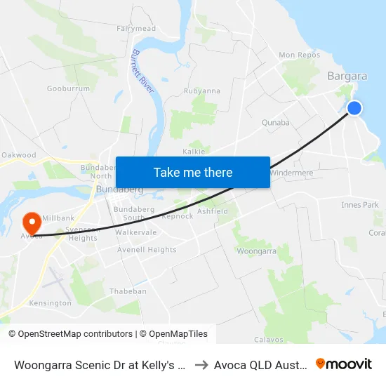 Woongarra Scenic Dr at Kelly's Beach to Avoca QLD Australia map