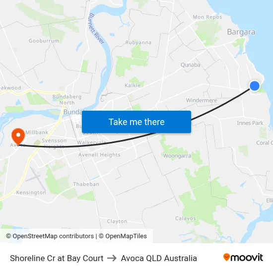 Shoreline Cr at Bay Court to Avoca QLD Australia map