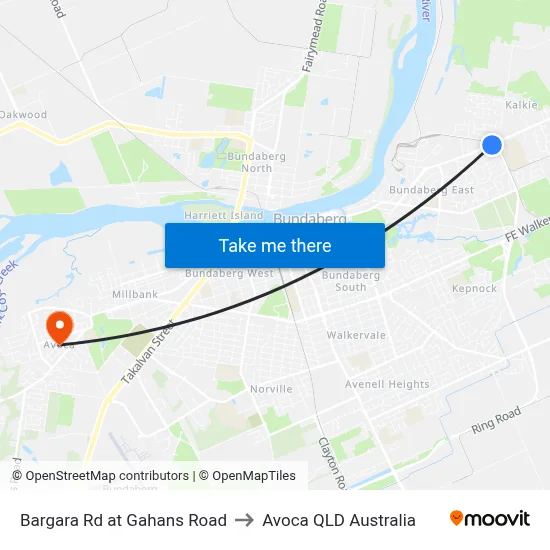 Bargara Rd at Gahans Road to Avoca QLD Australia map