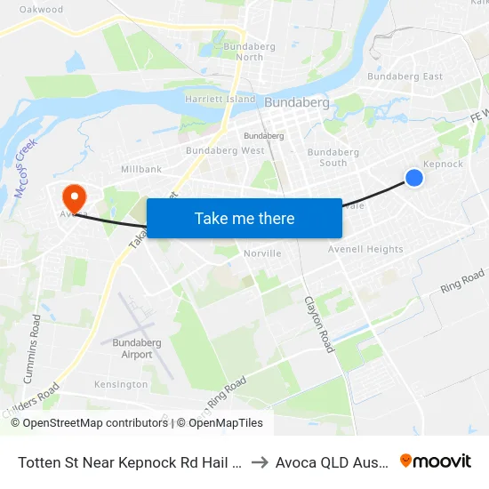 Totten St Near Kepnock Rd Hail 'N' Ride to Avoca QLD Australia map