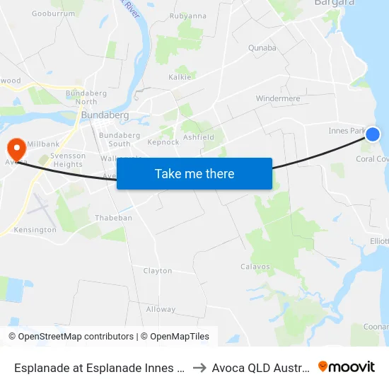 Esplanade at Esplanade Innes Park to Avoca QLD Australia map