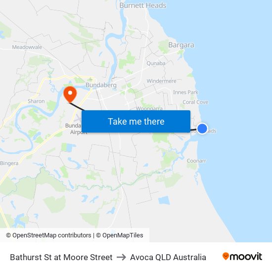 Bathurst St at Moore Street to Avoca QLD Australia map