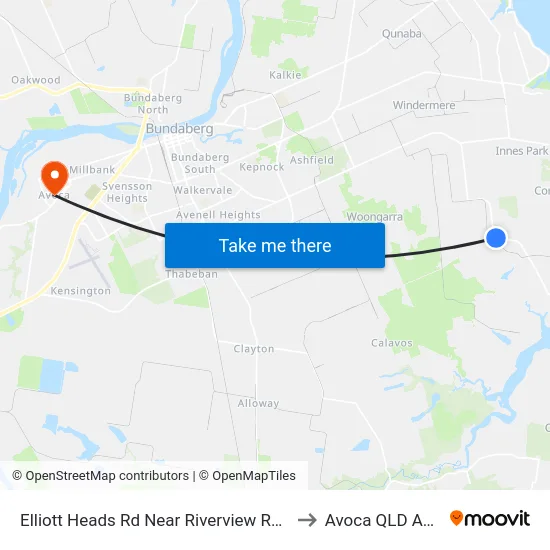 Elliott Heads Rd Near Riverview Rd Hail 'N' Ride to Avoca QLD Australia map