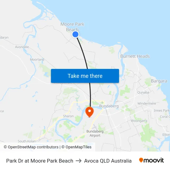 Park Dr at Moore Park Beach to Avoca QLD Australia map