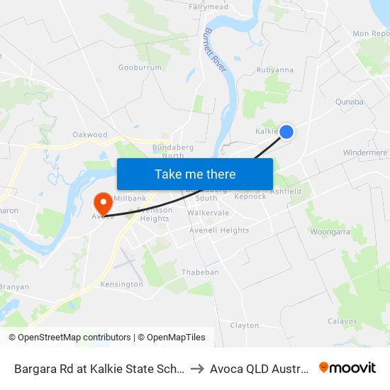 Bargara Rd at Kalkie State School to Avoca QLD Australia map