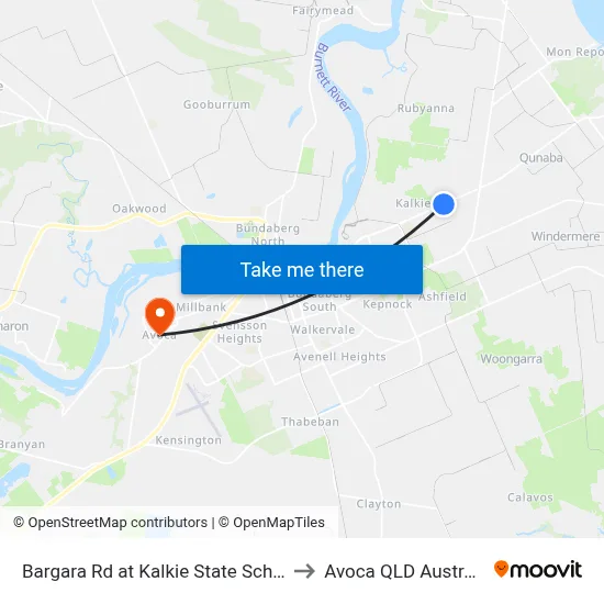 Bargara Rd at Kalkie State School to Avoca QLD Australia map