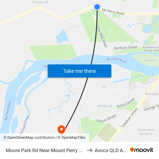 Moore Park Rd Near Mount Perry Rd Hail 'N' Ride to Avoca QLD Australia map