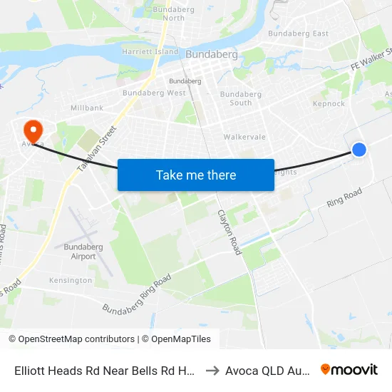 Elliott Heads Rd Near Bells Rd Hail 'N' Ride to Avoca QLD Australia map