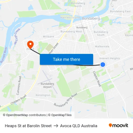 Heaps St at Barolin Street to Avoca QLD Australia map