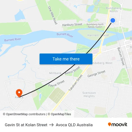 Gavin St at Kolan Street to Avoca QLD Australia map
